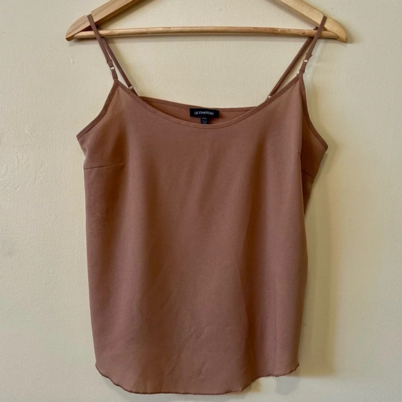 Le Chateau| Classic Tan Silky Sheer Flowy Women’s Camisole  Tank Top Sz M - Picture 3 of 4